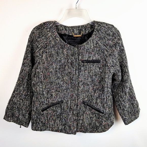 SANCTUARY Black & Confetti Tweed Full Zip Blazer or Jacket - Picture 2 of 8